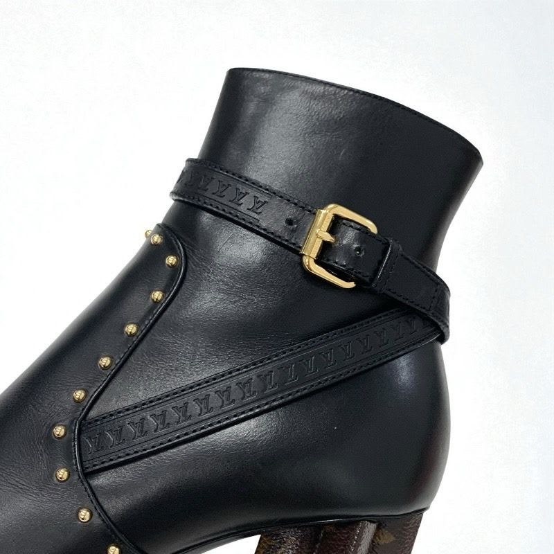 Louis Vuitton Silhouette Line Monogram Boots Short Shoes Leather Black