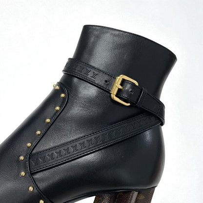Louis Vuitton Silhouette Line Monogram Boots Short Shoes Leather Black