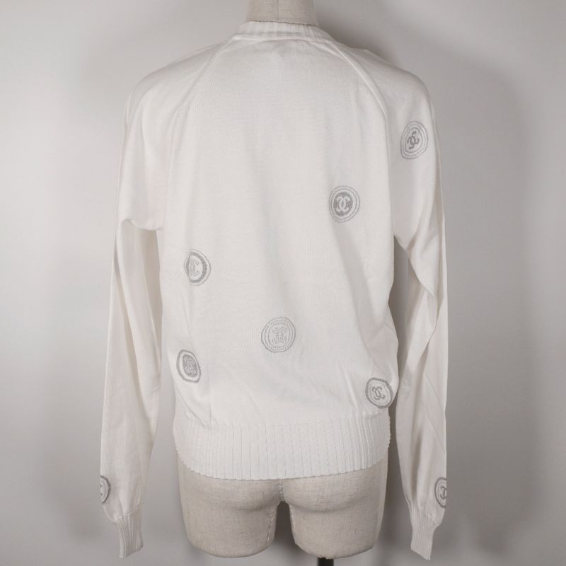 Chanel Coco Mark 01P P17664v00938 Cotton White Women's Sweater