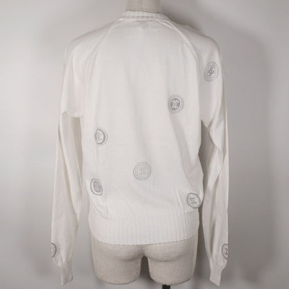 Chanel Coco Mark 01P P17664v00938 Cotton White Women's Sweater