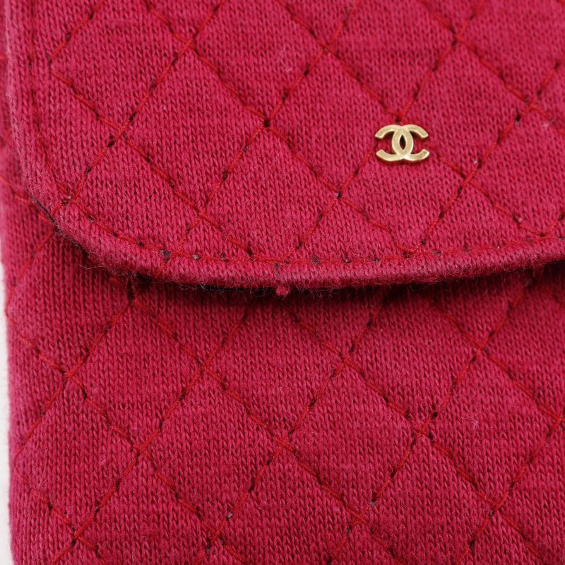 Chanel Chain Pouch Micro Cotton Pink Ladies Shoulder Bag