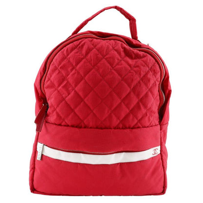 Chanel Coco Mark Matelasse Nylon Red Women's Backpack/daypack