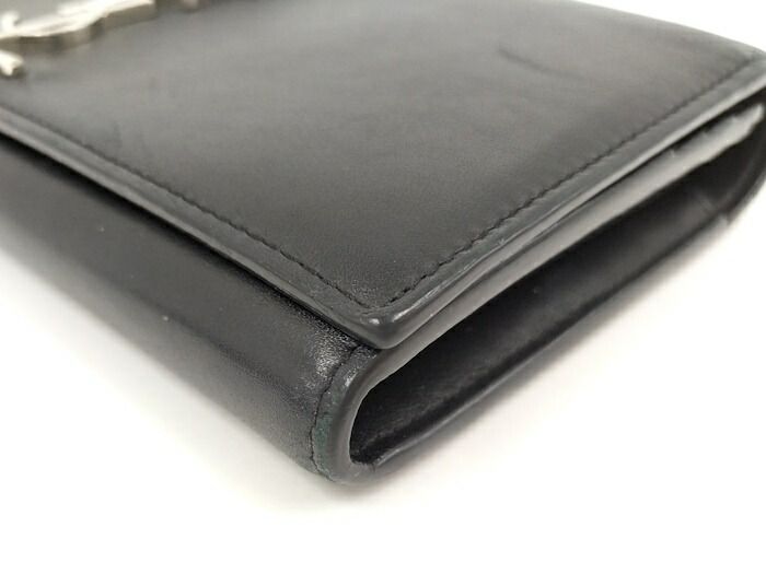 Yves Saint Laurent Bifold Long Wallet Leather Black 414567