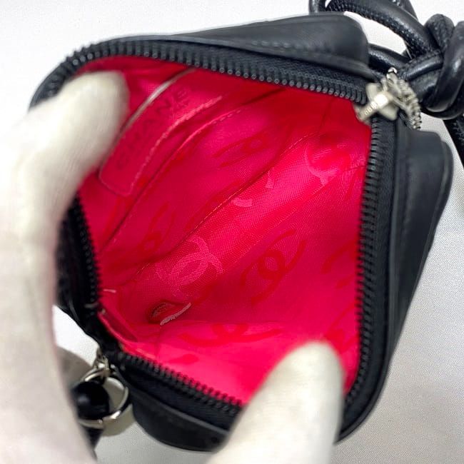 Chanel Mini Shoulder Bag Black White Cambon A25177