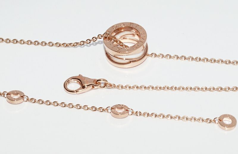 Bulgari Pendant Necklace 18K Pink Gold White Ceramic Bzero1 Legend Pendant