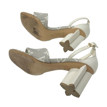 Louis Vuitton Silhouette Line Monogram Sandals Shoes Canvas Leather Light Gray