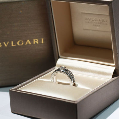 Bvlgari Ring B.zero1 Half Diamond 0.3 CT Box And Paperback 18K White