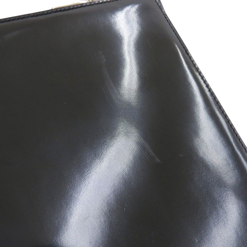 Cartier 90's Vintage Rare Item Panther Hardware Box Calf Leather Handbag Gusset