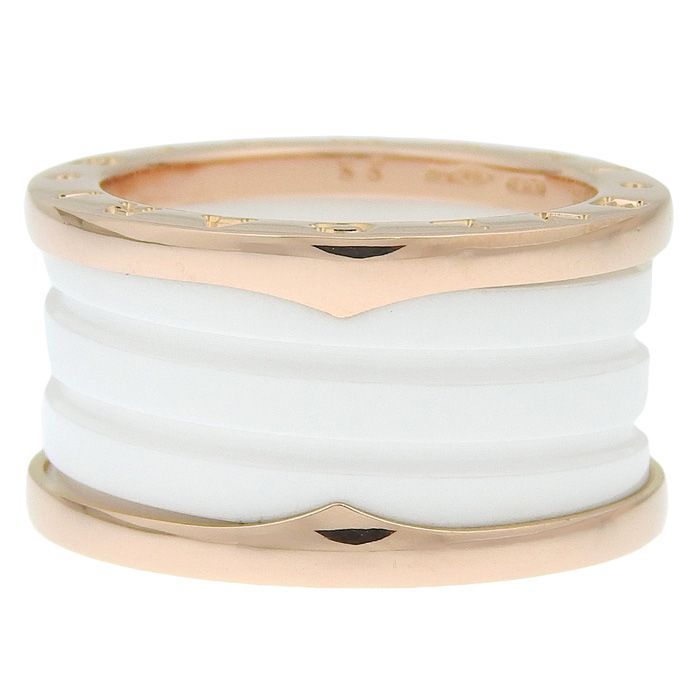 Bvlgari Bulgari B-zero1 4 Band Ring 18K Pink Gold CE 750 Pink Gold Ceramic #53