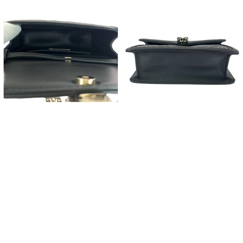 Bvlgari Bulgari Serpenti Diamond Blast Black White Leather Chain Shoulder Bag