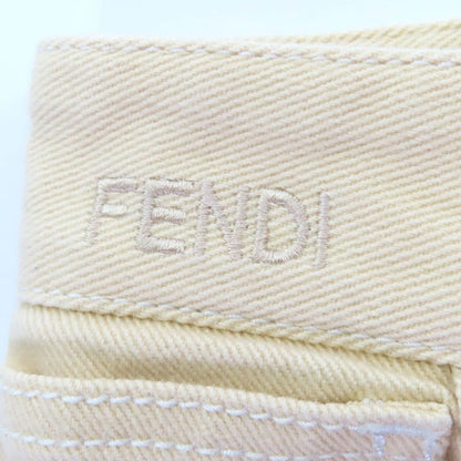 Fendi Fr6169 Logo Embroidered None Denim Pants Bottoms With Logo Buttons Beige