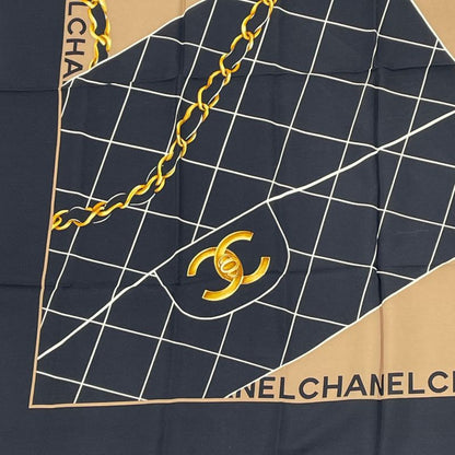 Chanel Matelasse Bag Motif Scarf Silk Brown
