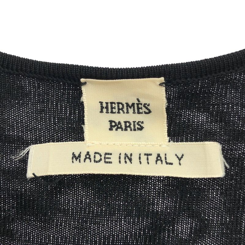 Hermes Short Sleeve Long Silk Knit Cardigan Black 38