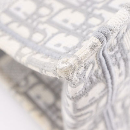Dior Christian Dior Book Tote Medium Oblique Embroidery Cotton Light Gray