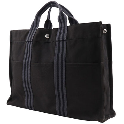 Hermes Fourre Tout MM Tote Bag Cotton Canvas Black Unisex Handbag