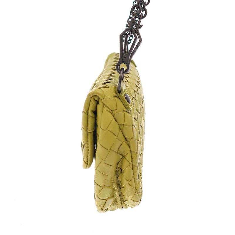 Bottega Veneta Intrecciato Chain Shoulder Bag in Yellow