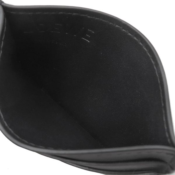 Loewe Card Case Embossed Plain Card Holder Calf Black and Gold Black Logo