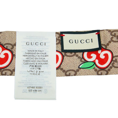 Gucci GG Printed Apple Neck Bow 627485 Beige Multicolor Silk Women's Gucci