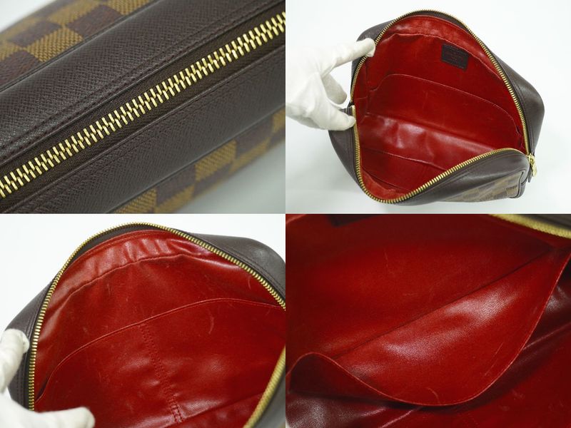 Authentic Louis Vuitton LV Trousse Toilette Damier Ebène Pouch Cosmetic Pouch