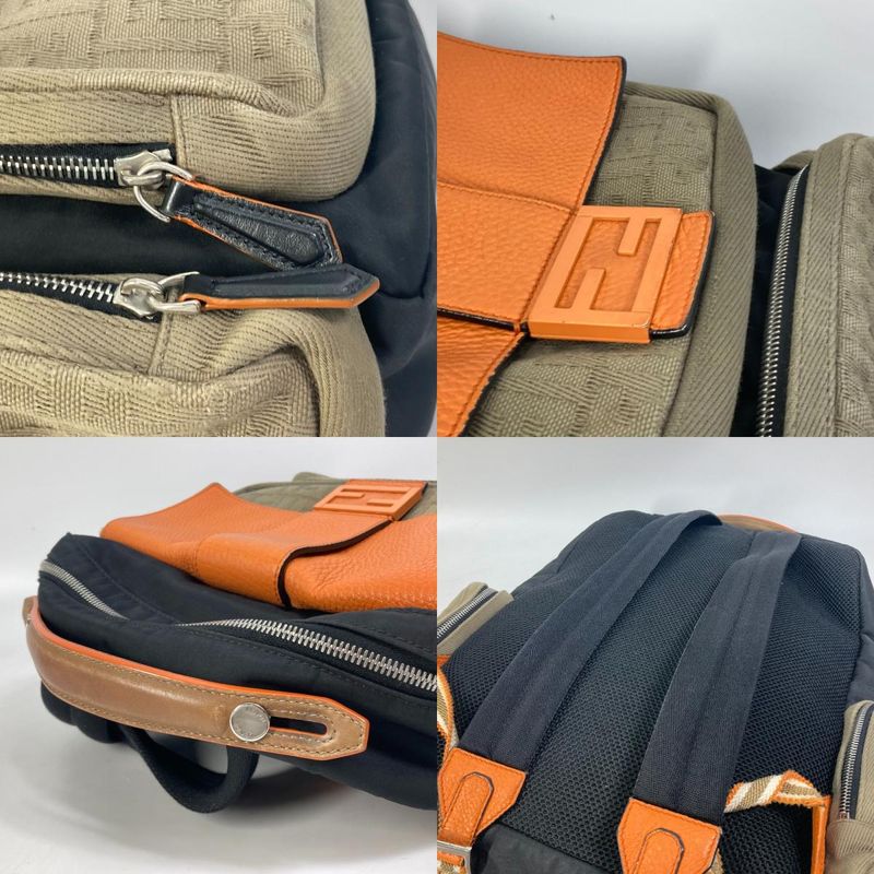 Fendi Backpack Sac Zucca Multi 7vz048 Nylon/canvas Black