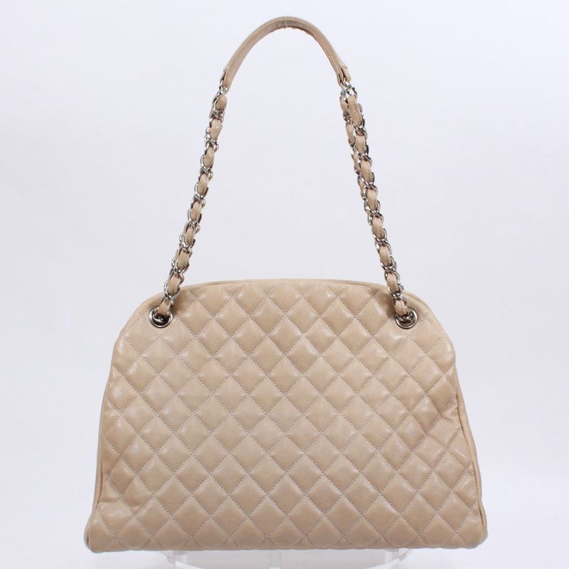 Chanel Matelasse Beau Ring Bag Caviar Skin Beige Shoulder Bag Silver