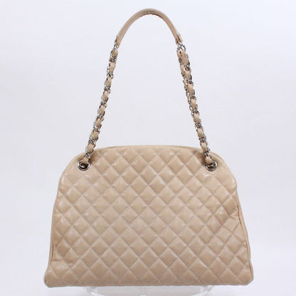 Chanel Matelasse Beau Ring Bag Caviar Skin Beige Shoulder Bag Silver