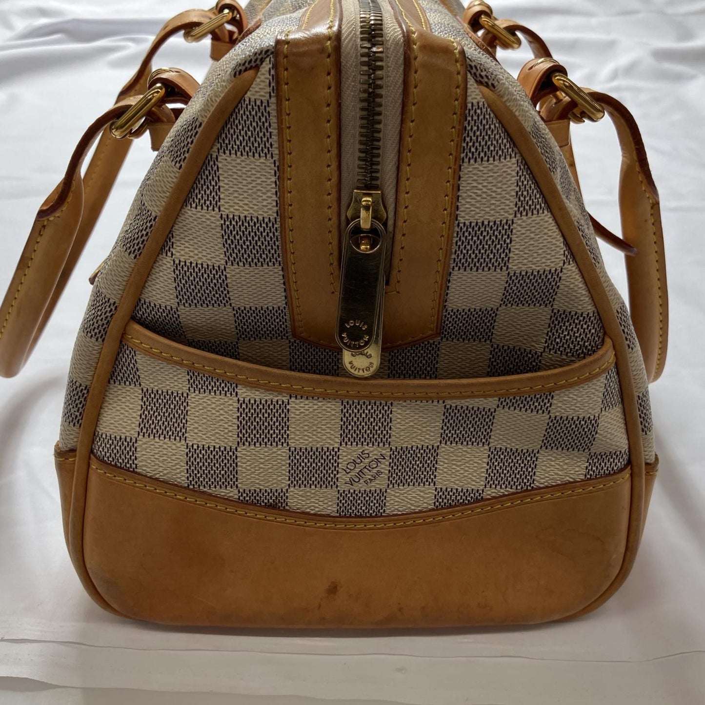 Louis Vuitton Mini Boston Bag Damier Azur Berkeley N52001 Gray X White