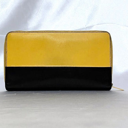 Celine Round Zipper Long Wallet Yellow Black Bicolor Wallet
