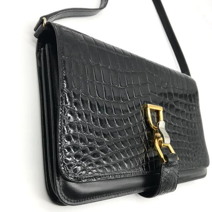 Gucci Croco Vintage Shoulder Bag Combination Black