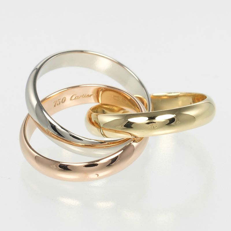 Cartier Trinity 3.8mm (0.15in) Band 18K Gold (YG X PG X WG) No 10 Ladies 11g