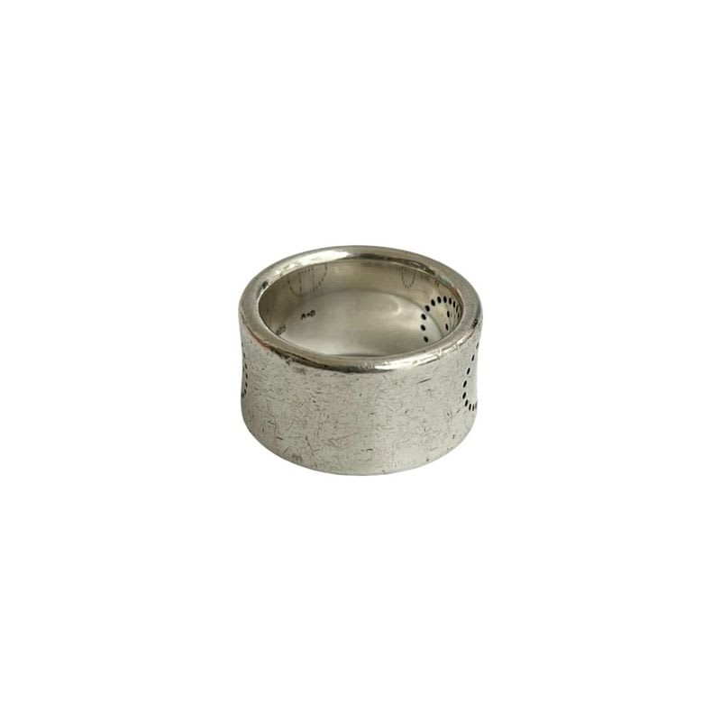 Hermes Ribbon Logo Punching Silver 925 Ring No 9 Women's Accessories 09964