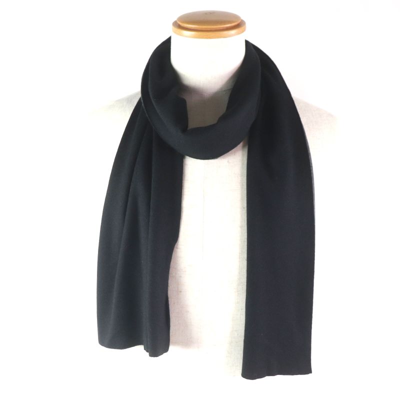 Hermes Alle Le Tour Cashmere Silk H Embroidery Reversible Scarf Black Gray