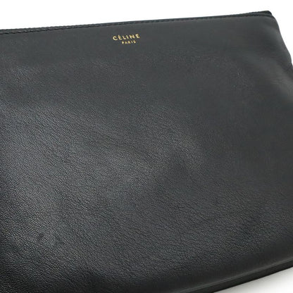 Celine Trio Small Shoulder Bag Shoulder Pouch Pochette Crossbody Leather Black