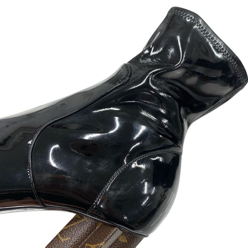 Louis Vuitton Silhouette Line Monogram Boots Short Boots Shoes Patent Black