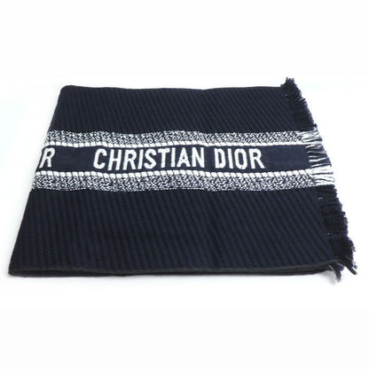 DIOR Logo Oblique Big Scarf Navy 31cdo301ixgs Women's Used