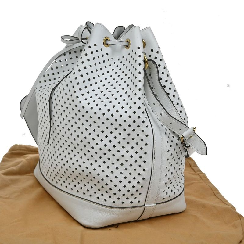 Louis Vuitton Noe Shoulder Bag Perforated Leather White 13ka919