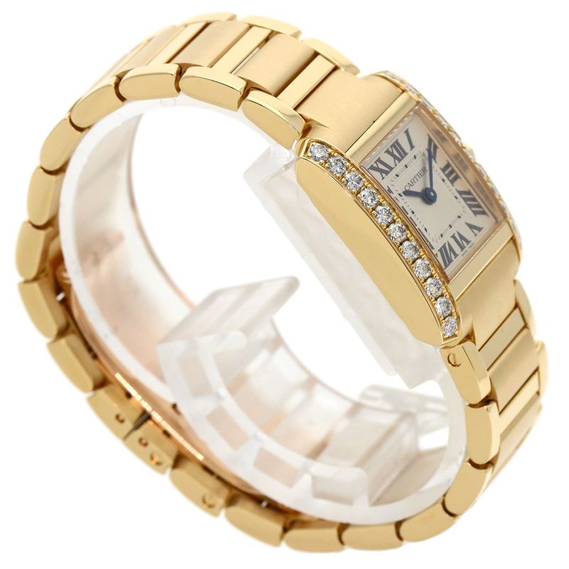 Cartier Wjta0039 Tank Francaise SM Diamond Wristwatch 18K Yellow Gold Diamonds