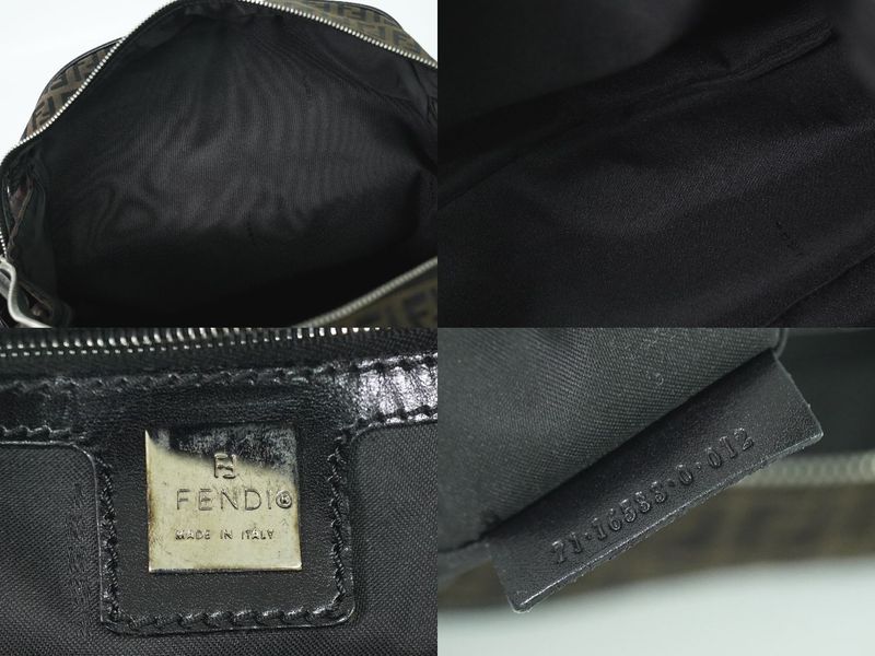 Authentic Fendi Zucchino Handbag Canvas Brown 16533 Zucchino Bag Pre-owned