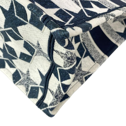 Dior/christian Dior Tote Bag Book Tote Large Bag Navy And White Star (star)