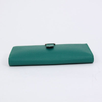 Hermes Bearn Vaux Epson Green Wallet Silver