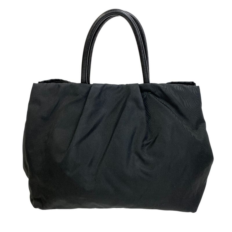 Prada Ribbon Tote Handbag Bag Cabasn Brand Black Women's