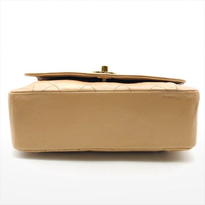 Chanel Diana Quilted Lambskin CC Logo Shoulder Bag Beige