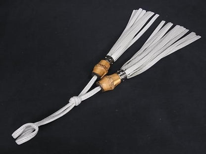 Gucci 358019 Bamboo Leather Tassel Bag Charm Strap Beige Fq1394