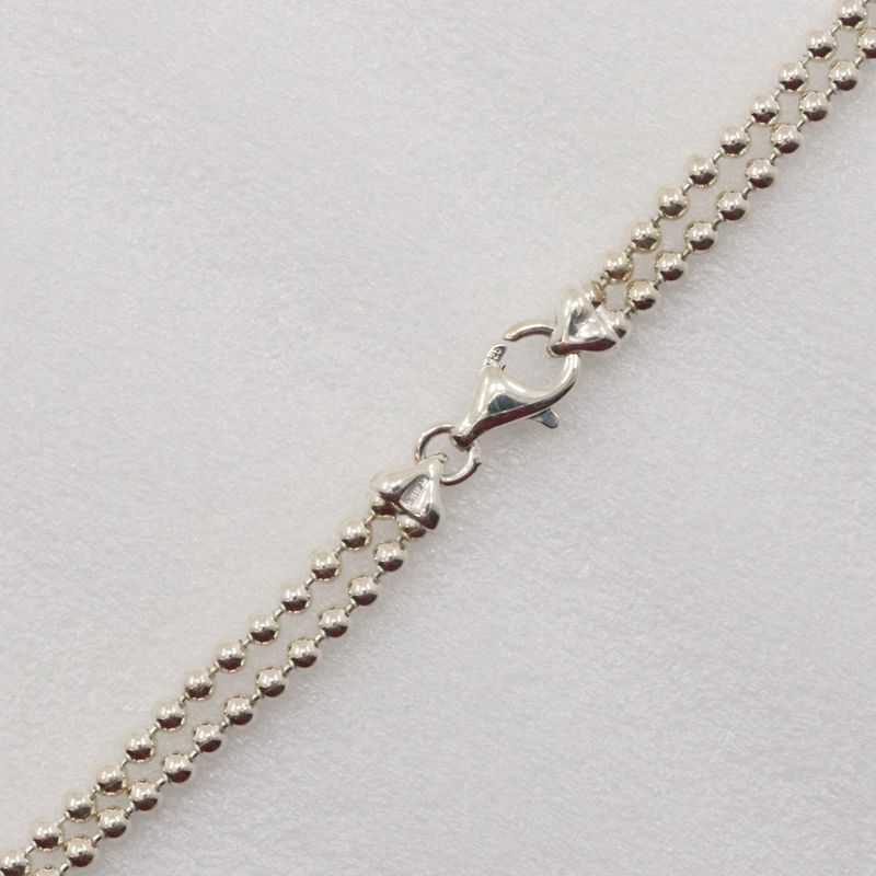 Gucci Logo Plate Double Ball Chain Silver 925 Unisex 24.1g Necklace