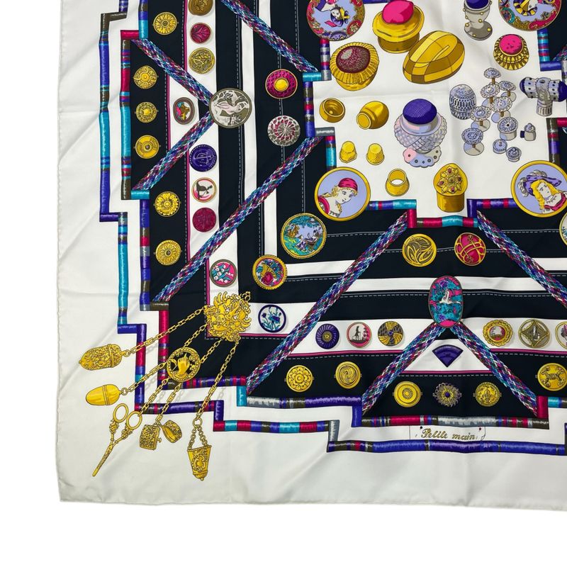 Hermes Carre 90 Pelile Main Seamstress Scarf Silk Multicolor