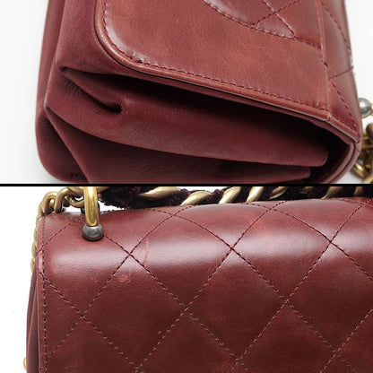 Chanel Matelasse Chain Shoulder Bag Red Calf Handbag