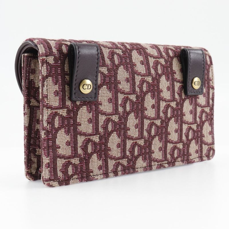 Dior Christian Dior Saddle Trotter 2WAY Clutch Canvas Bordeaux Women's Waist Bag