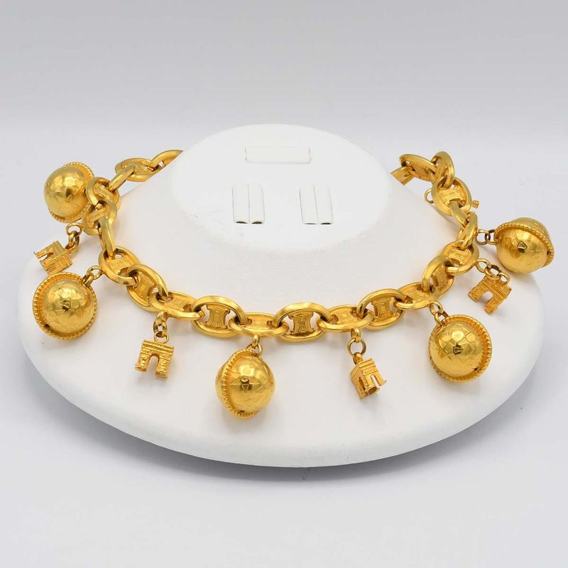 Celine Choker GP Star Ball Triumph Macadam Gold Color Approx 16.99g Necklace