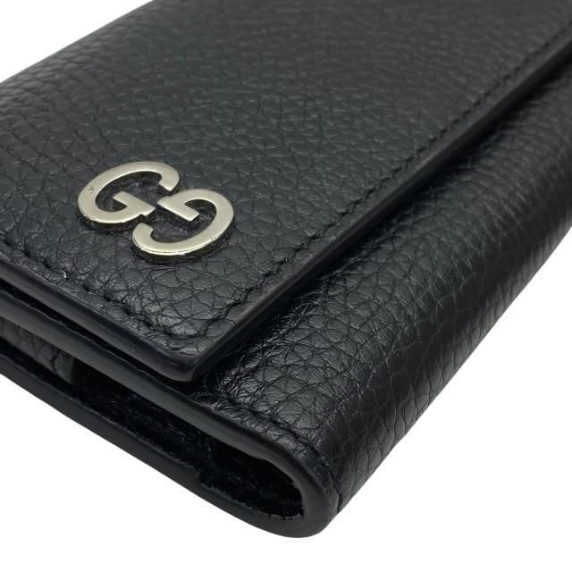 Gucci 473924 Double G 6-ring Key Case Key Ring Leather Black