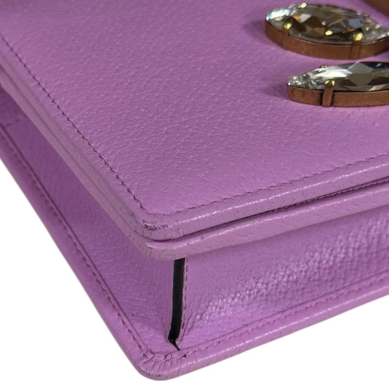 Gucci Crystal Bijoux GG Marmont Shoulder Bag Leather 499782 Pink Ladies Gucci